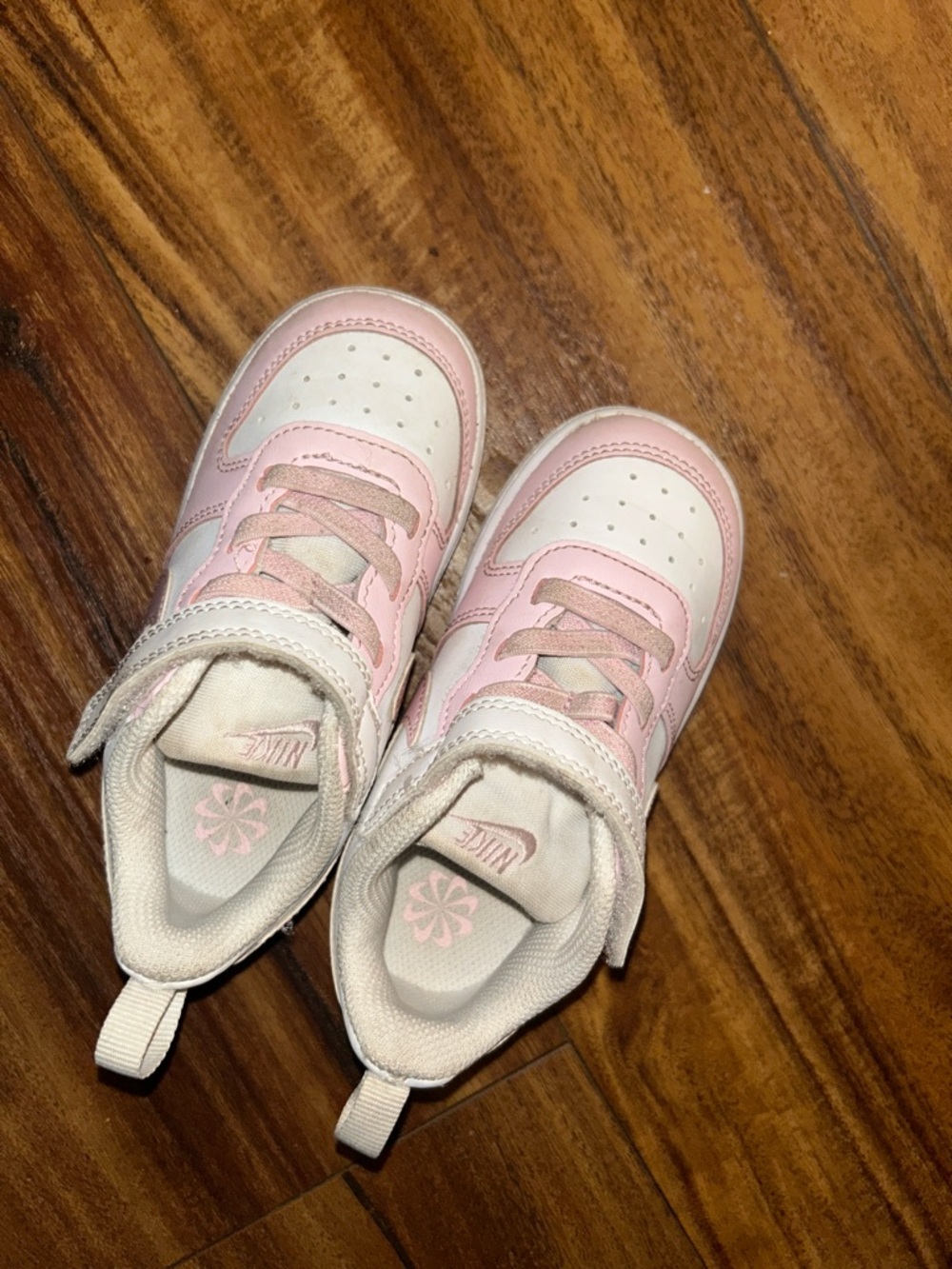 Nike Toddler White and Pink Velcro Sneakers